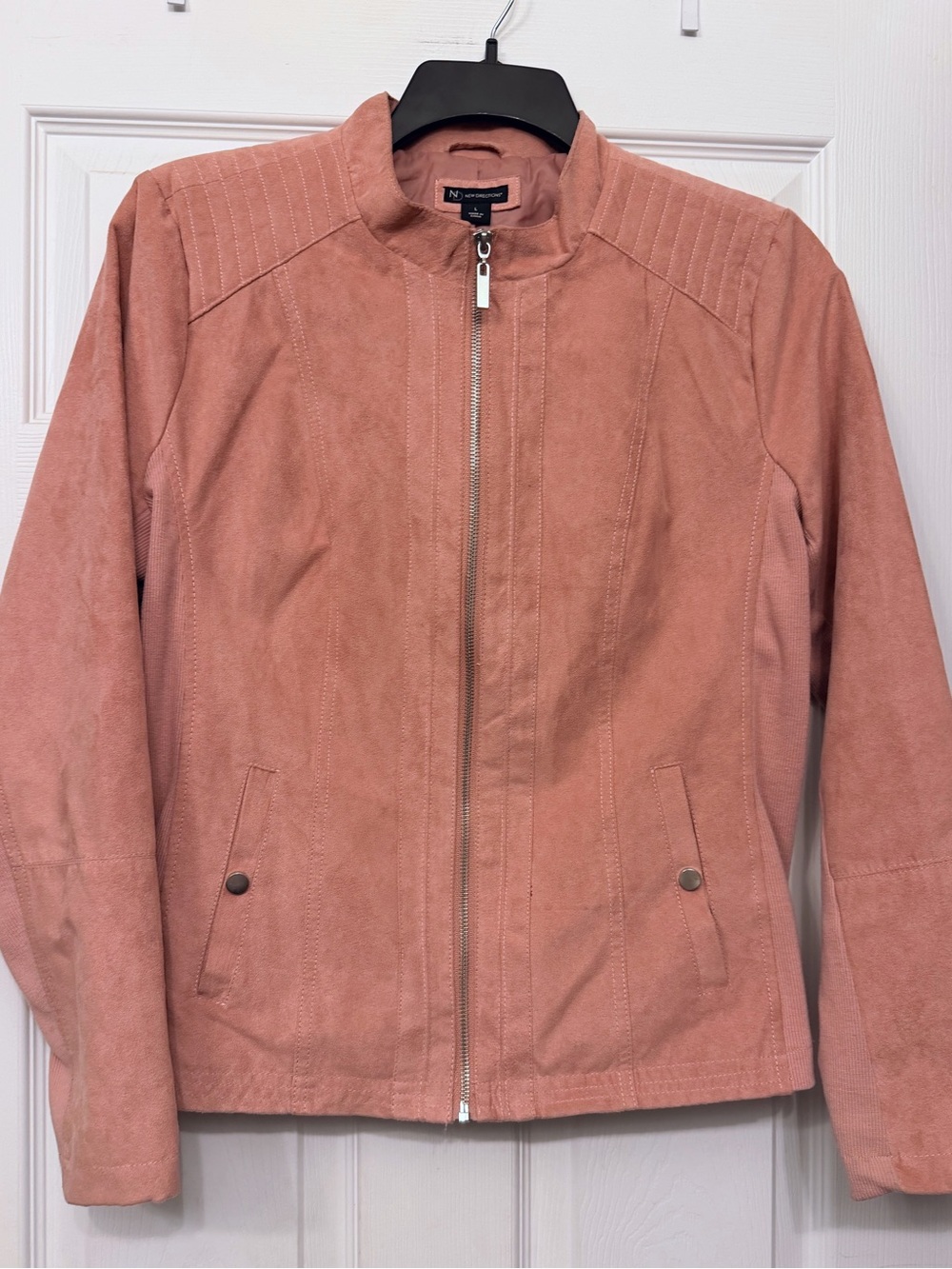 New Directions Dusty Rose faux Suede-Look Zip Jacket